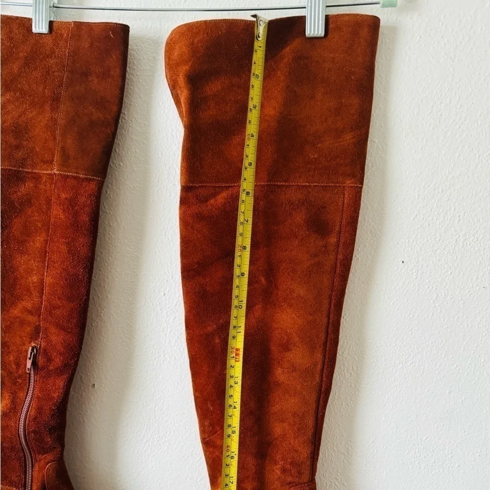 Anthropologie Pyramidis over the knee brown suede leather boots sz